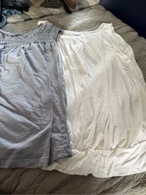 2-Women’s Loft Scoop Neck Sleep Tank - White and Light Gray XL